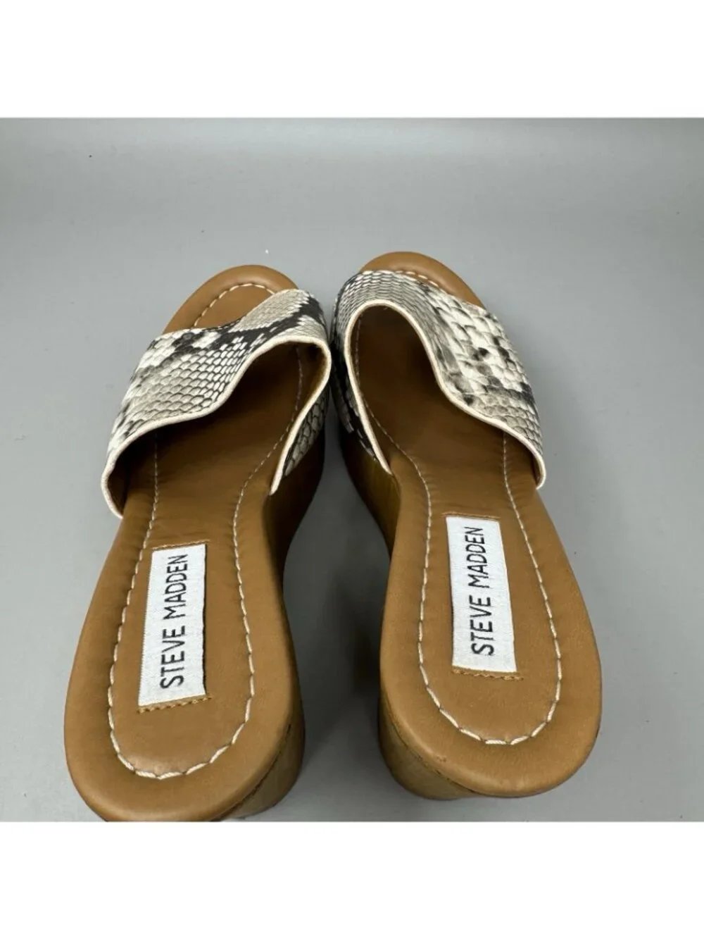 Steve Madden Sandra  Snakeskin Y2K Chunky Platform Block Heel Sandals Size 8